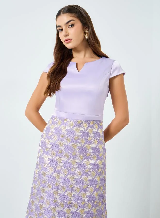 Styli Women Lilac Short Sleeves A-Line Maxi Dress